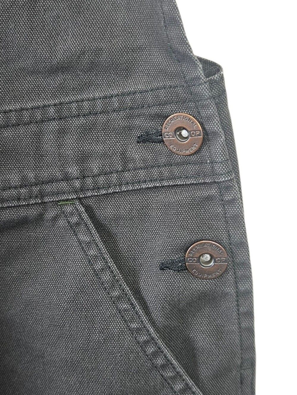 REI CoOp Dark Green Shortalls Overall Shorts Womens Sz 6 Outdoor Chore Gardening - Picture 4 of 5